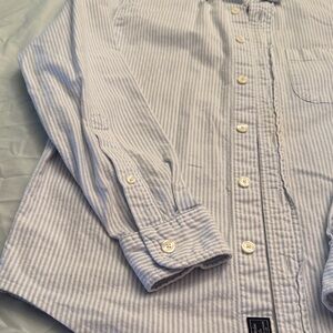 Abercrombie & Fitch Light Blue and White Striped Shirt